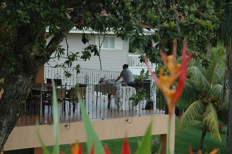 getting a massage on the veranda