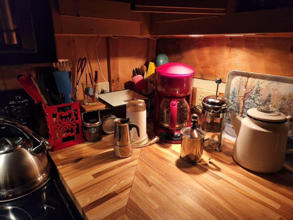 Drip, French press, stovetop perc, stovetop espresso, grinder, milk frother...