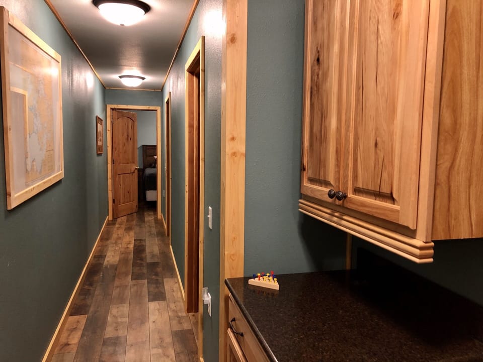 Hallway to bedrooms in the shop living quarters
