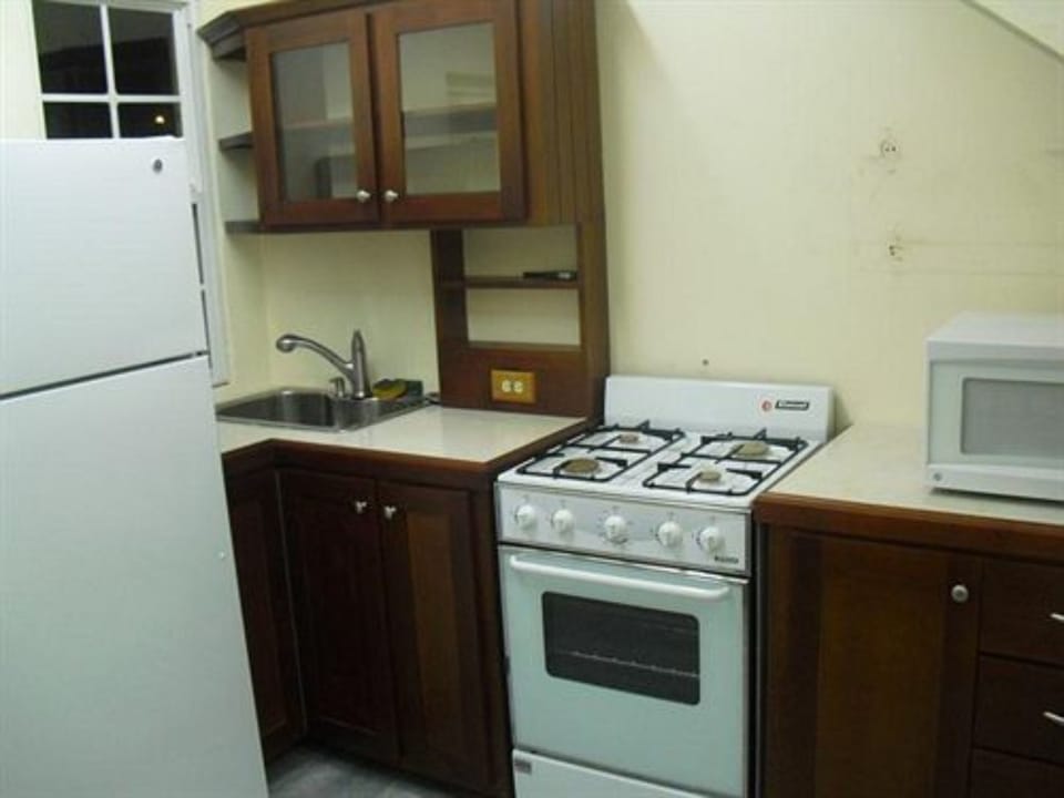Coffee/tea maker, full-size fridge, microwave, oven