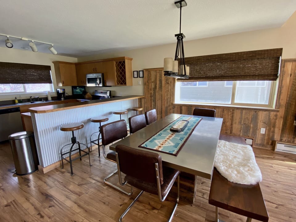 The dining table seats up to 8 people and a great place to share a meal.