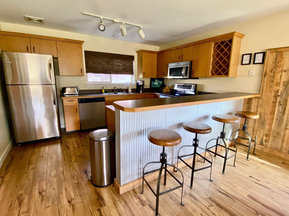 The bar area makes cooking a social event.