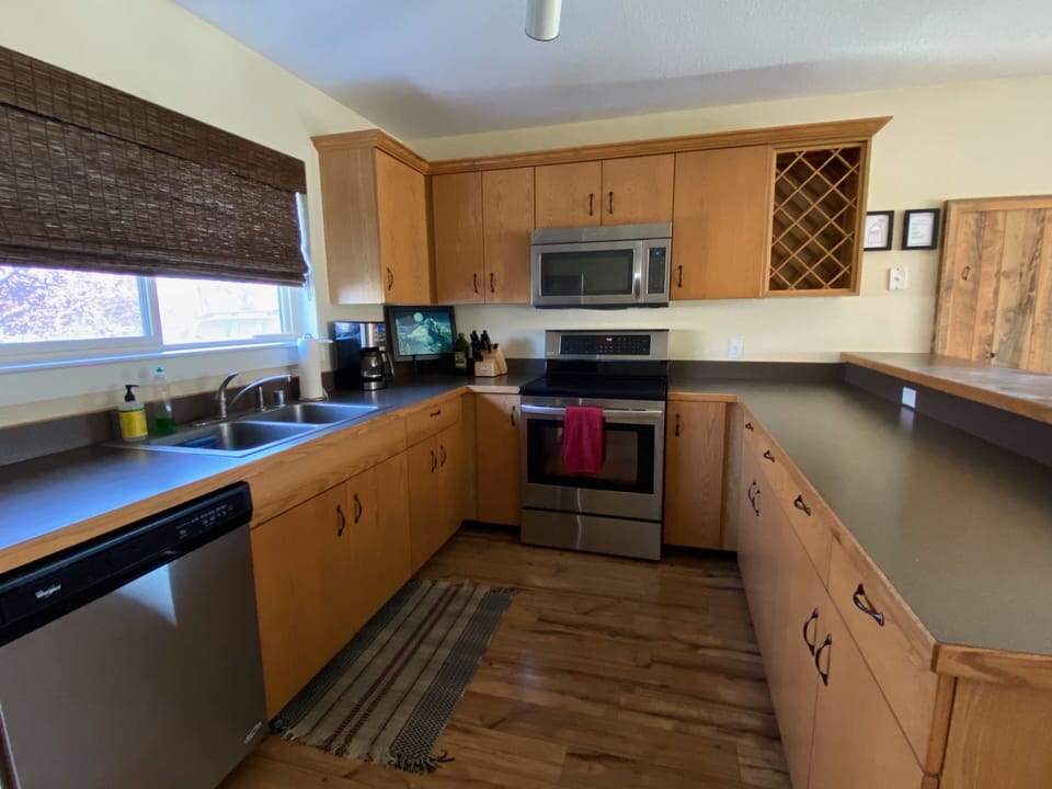 The kitchen is well-stocked with everything you need.