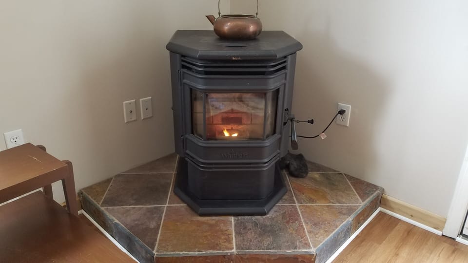 our pellet stove provides warmth and ambiance for those chilly evenings