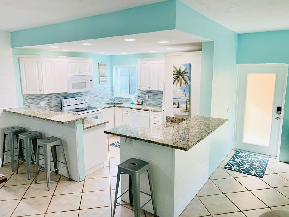 Kitchen which is fully stocked for all cooking needs.