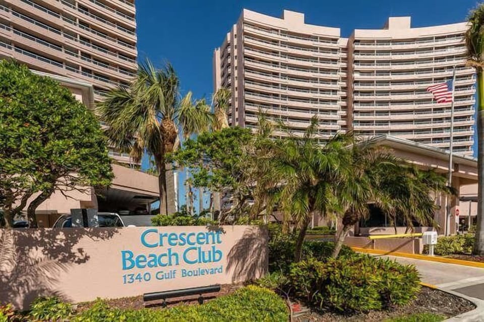 Front Of The Resort Style Complex - Front Gated Entrance into The Resort Style Complex- Crescent Beach Club. Right On Sand Key Beach in Clearwater!!