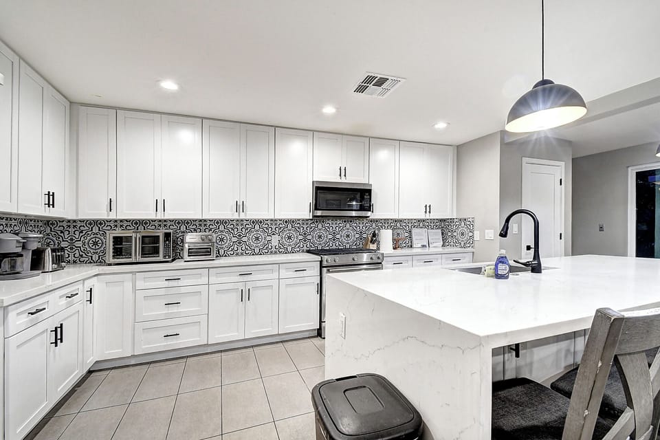 Spacious and modern kitchen with $12,000 fridge rarely available in rentals.