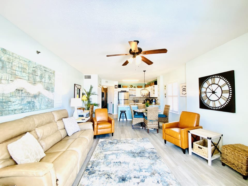 Condo, 2 Bedrooms, Balcony, Beachfront (101) | Living area | Flat-screen TV, DVD player