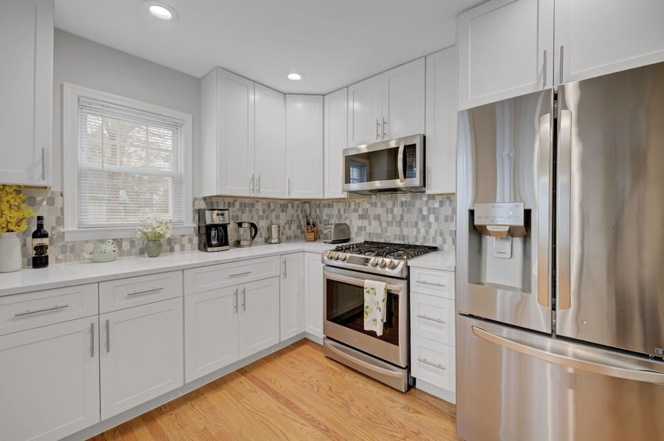 Kitchen is fully stocked with everything you need to make a meal.