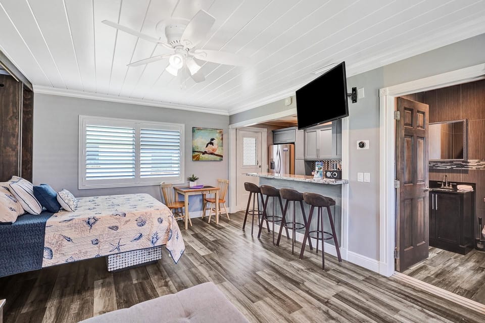 Small dining table and counter top seating 