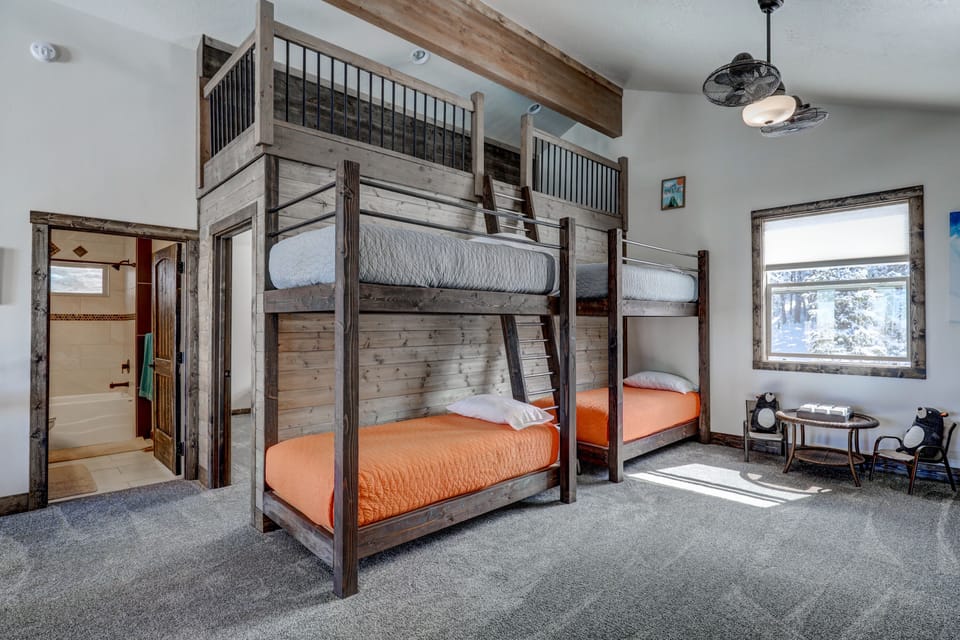 Loft bunkbeds and upper bathroom