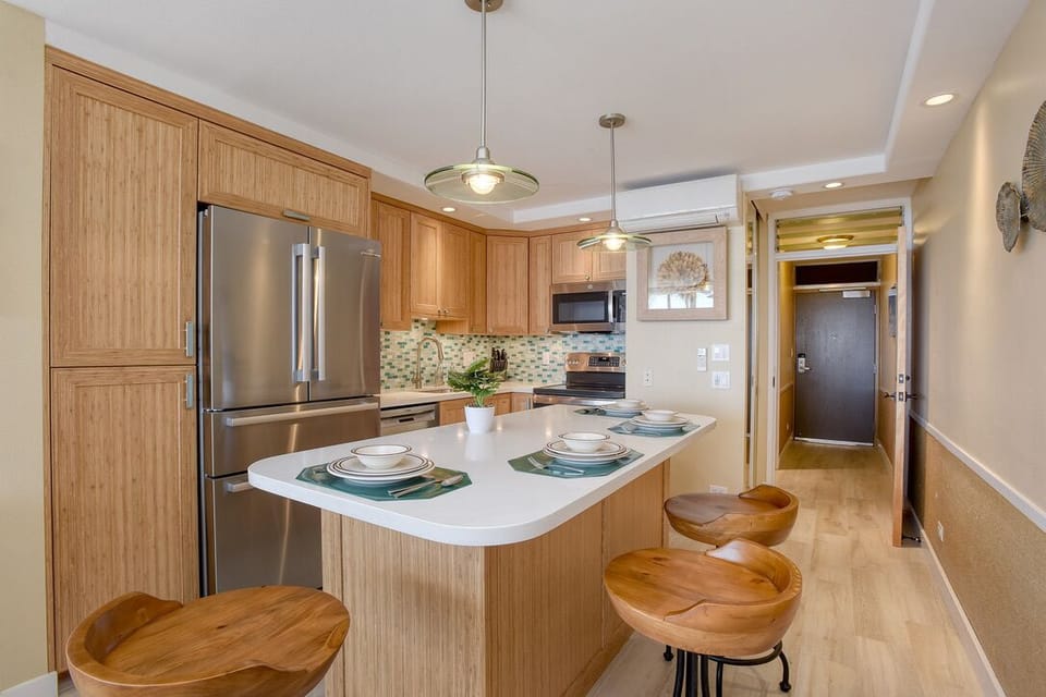 The new island creates a fun, social hub in the kitchen