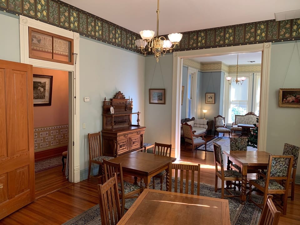 View of dining room looking into parlor/living room