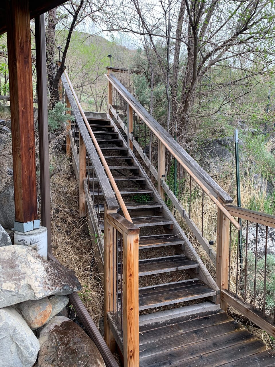 Stairs going from parking lot to Hideaway 