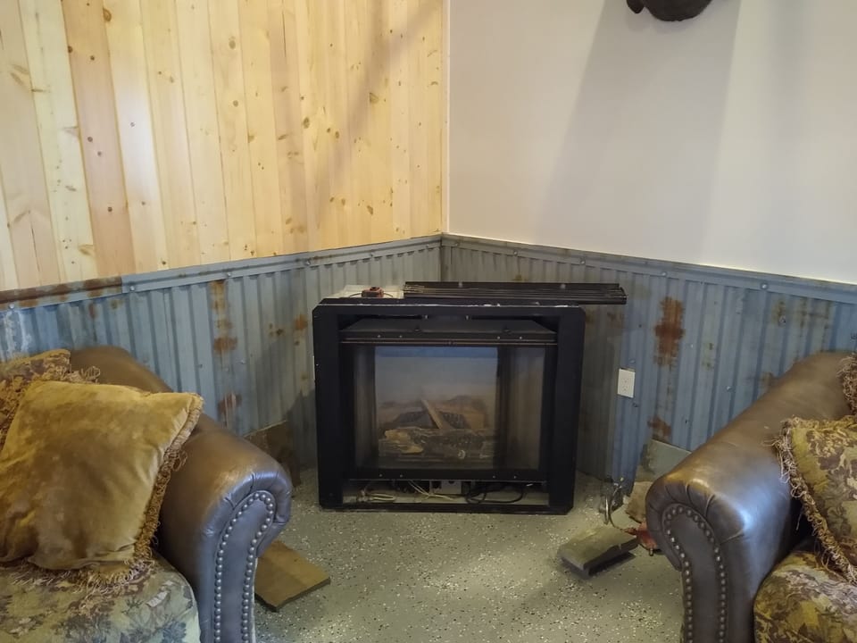 Fireplace to be installed  in the living room during the winter of 2022.