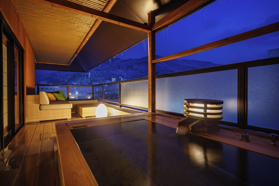 Japanese Style Deluxe Suite with Open Air Bath | In-room safe, iron/ironing board, free WiFi, bed sheets