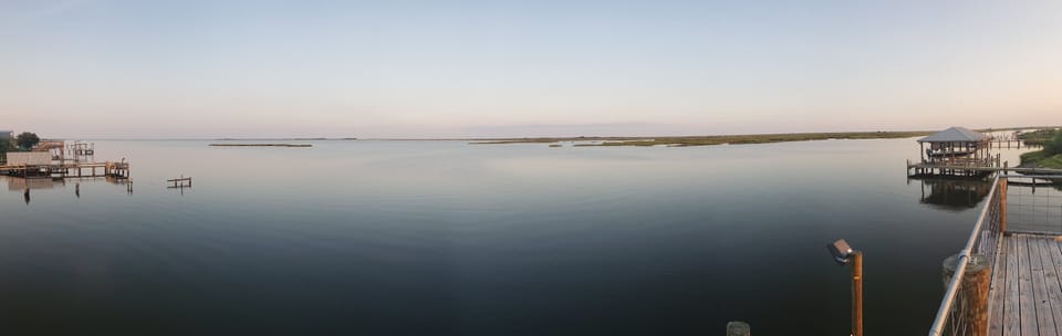 Panorama from second level of dock.