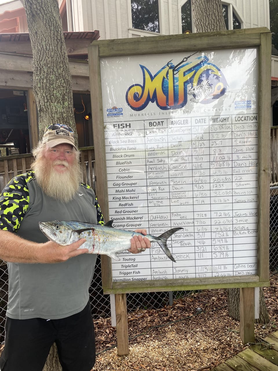 Neil catching a record breaking Spanish Mackeral in Murrells Inlet