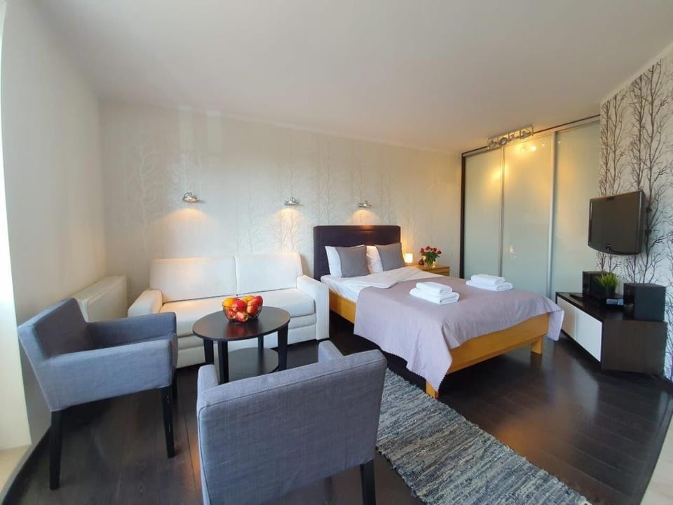 Standard Apartment | Living area | 26-inch flat-screen TV with digital channels, TV