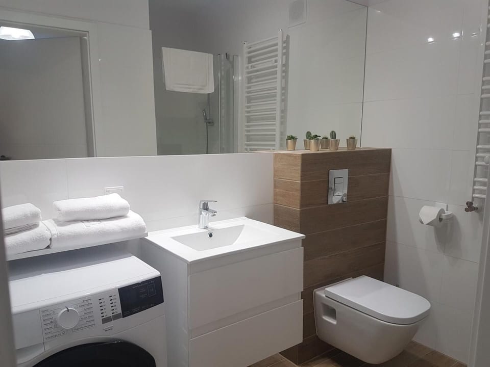 Standard Apartment | Bathroom | Shower, rainfall showerhead, towels, soap