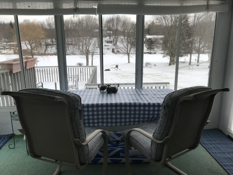 Closed in porch winter view
