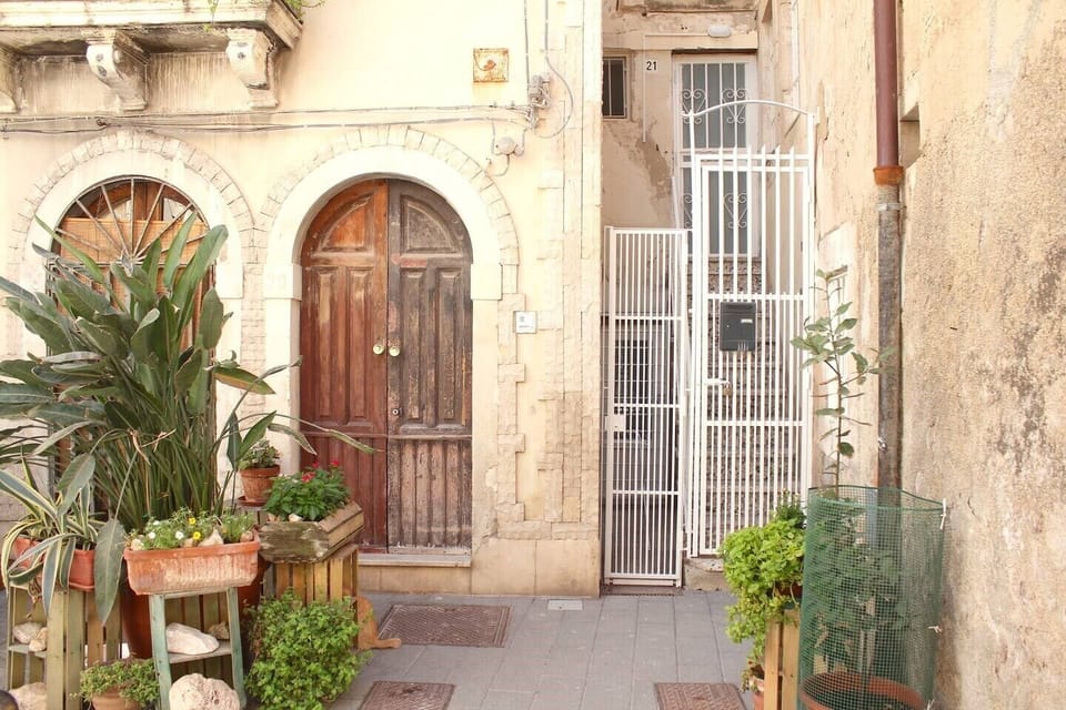 Entrance on quiet pedestrian street