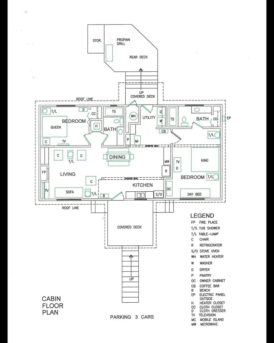 Cabin Floor Plan and Furniture Placement