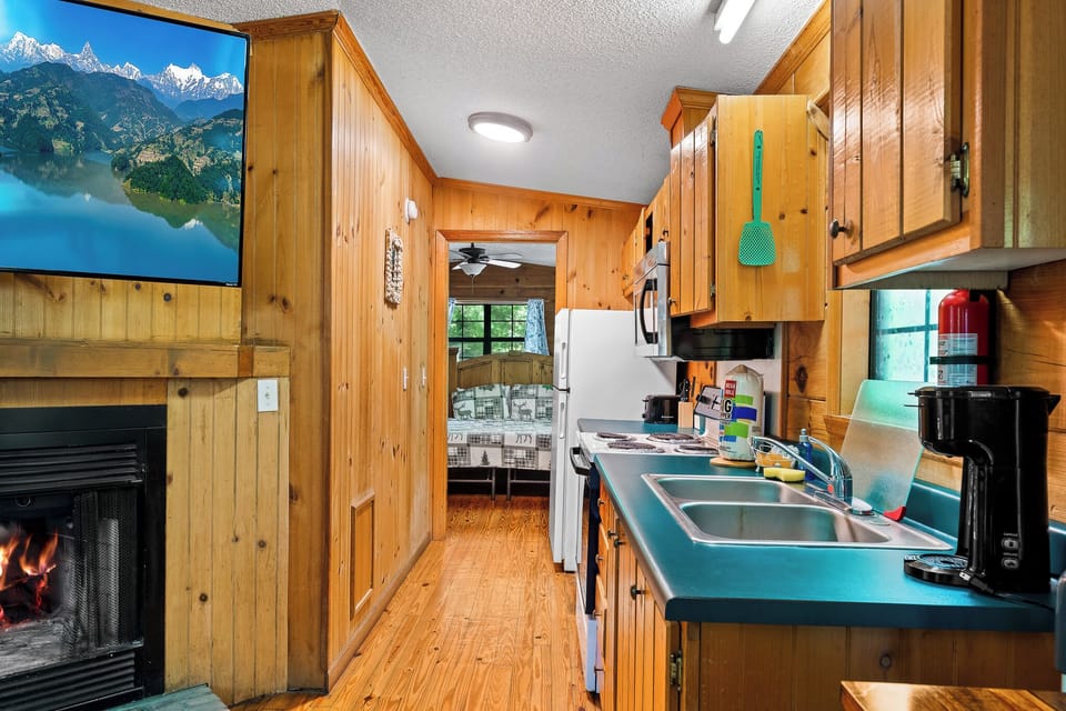 Morning perks: fully stocked kitchen & fresh brew at your own coffee station.