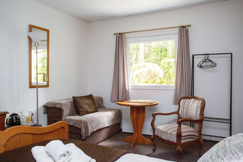Extra bed and table with chair