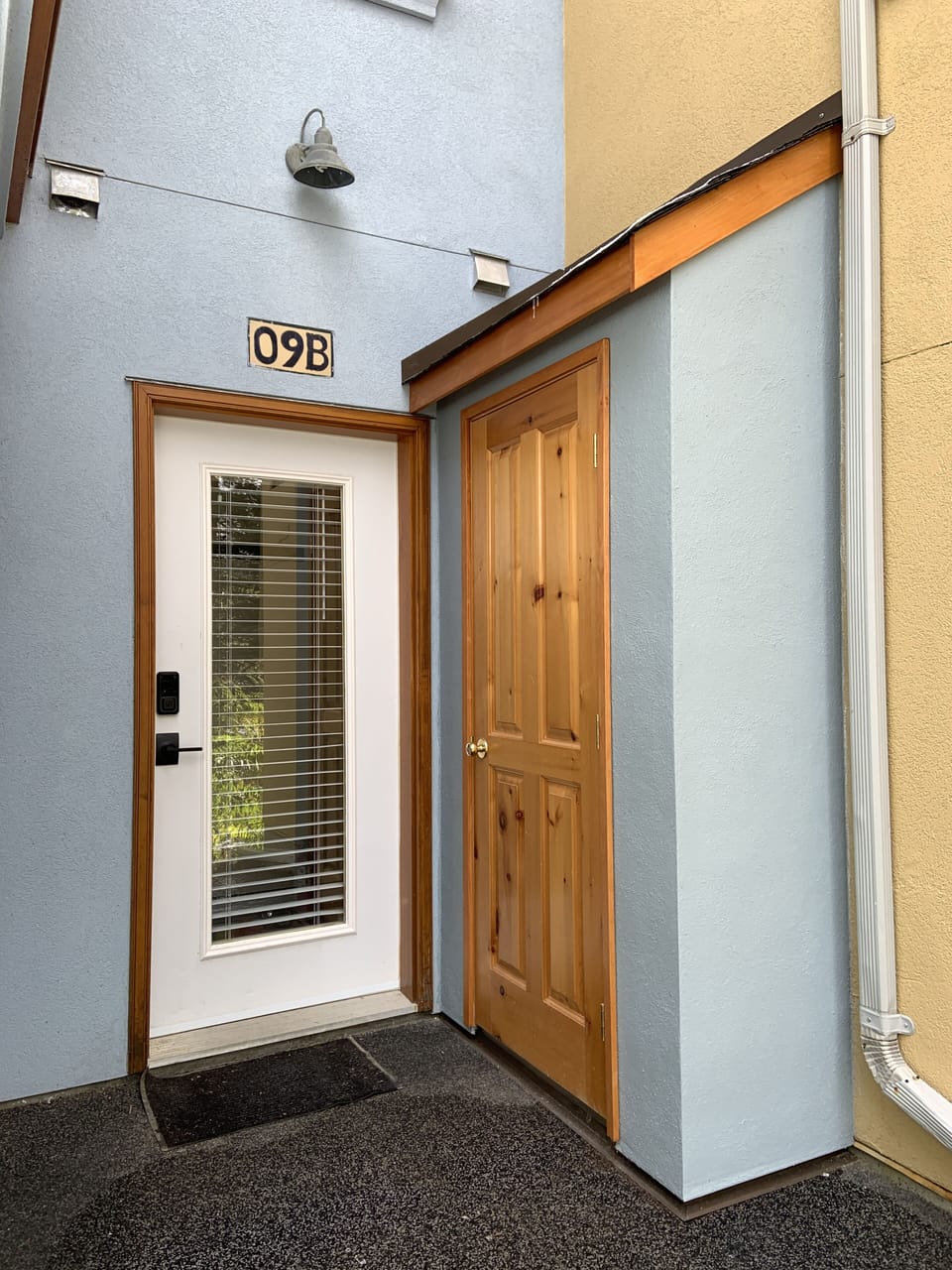 Private self access front door with ski locker