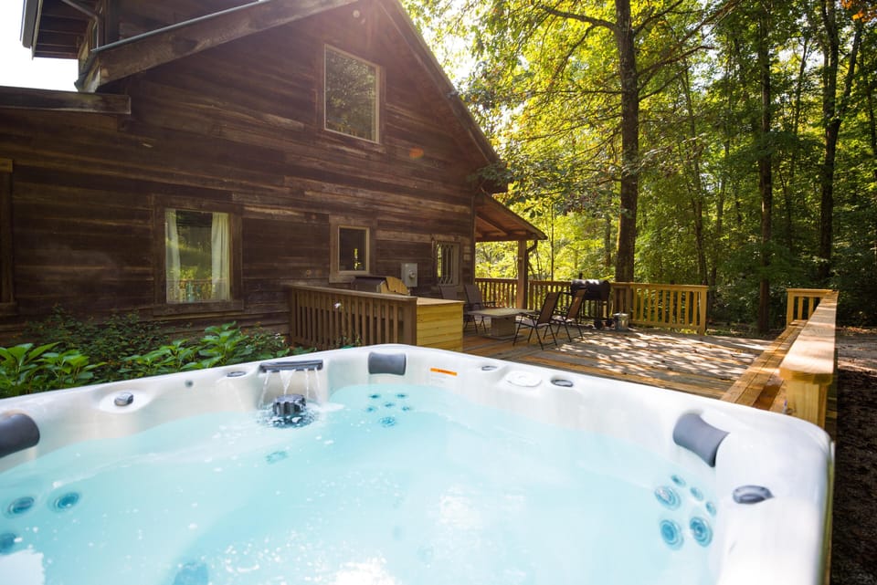 Relax in the hot tub surrounded by nature