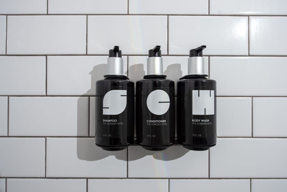 Designer toiletries, bathrobes, towels