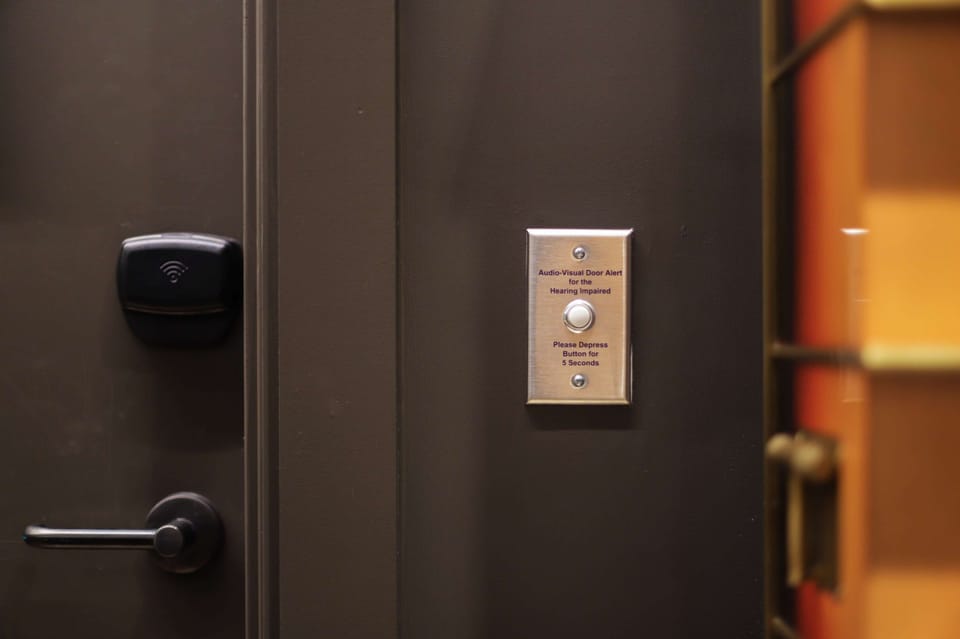 In-room safe, desk, laptop workspace, iron/ironing board