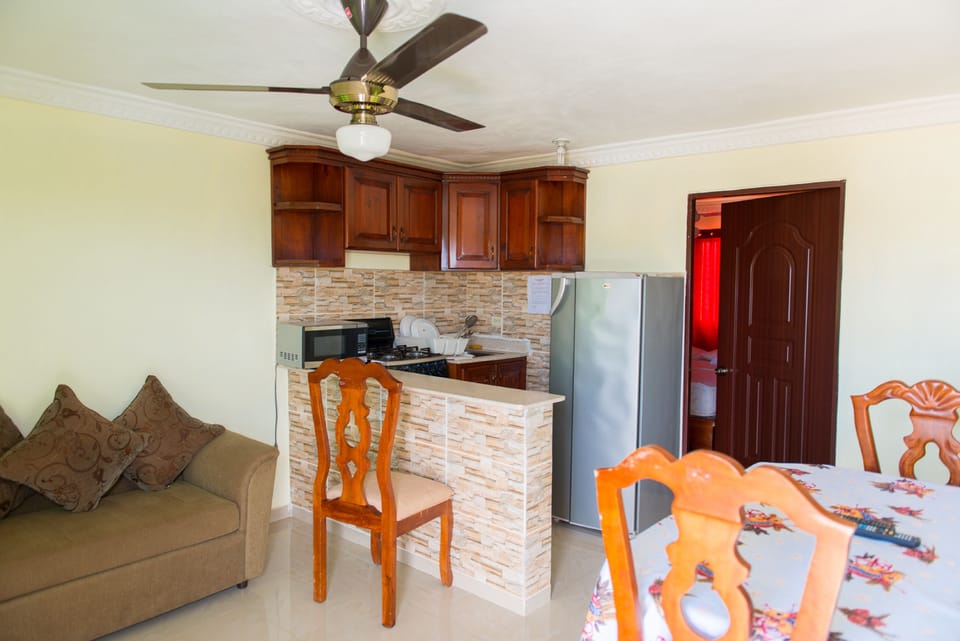 Comfort Apartment, 1 Bedroom, Kitchen, City View | Private kitchen | Fridge, microwave, blender, dining tables