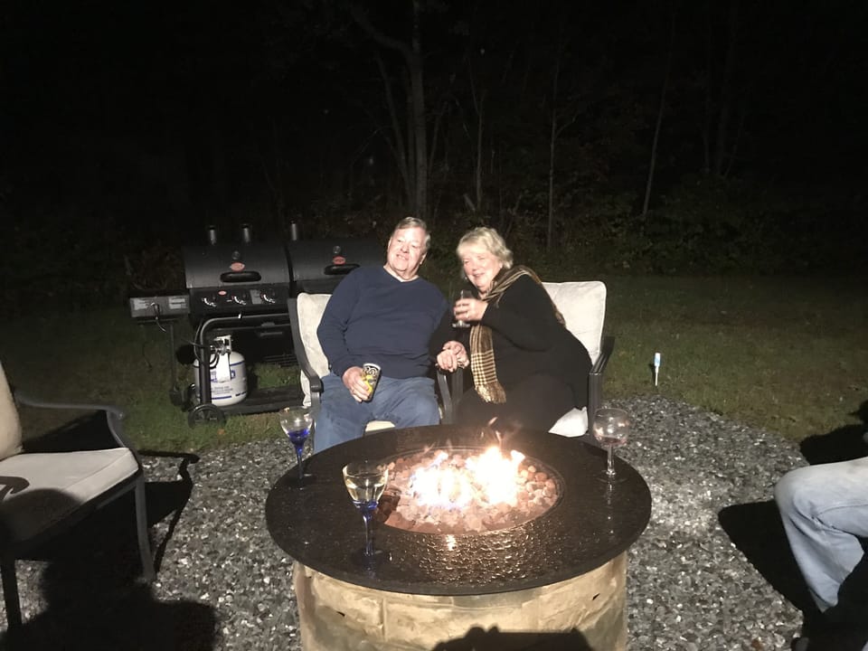 Just a little romance by the night fire! Come and enjoy the Maine atmosphere.