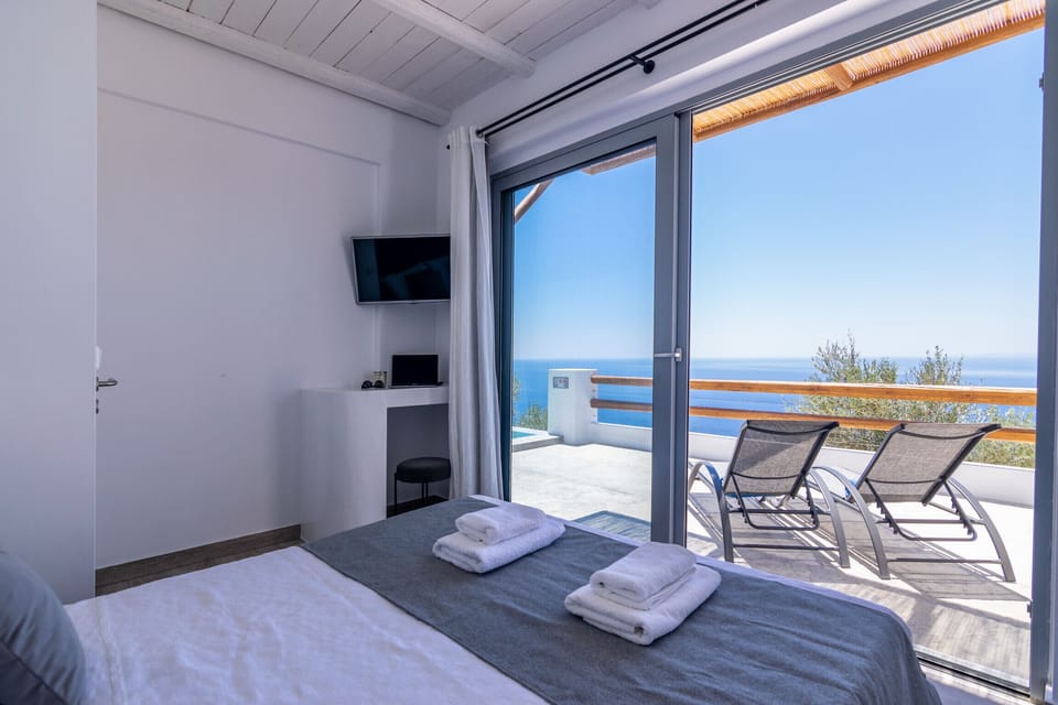 Comfortable bedroom of Incredible sea view, private pool, near tavern, Plakias, Crete