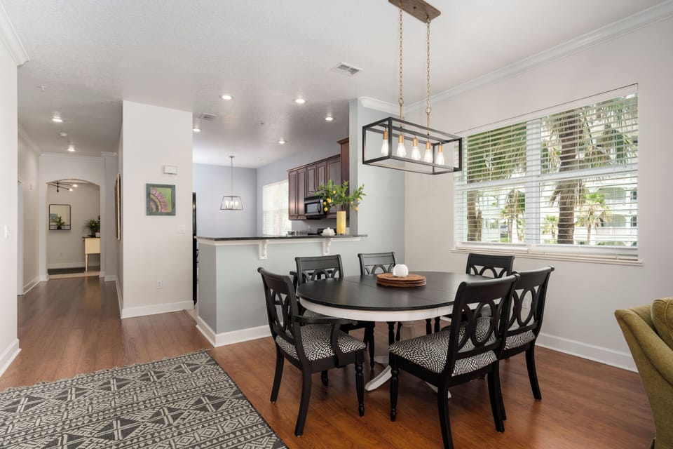 Enter into the large open-concept living spaces.