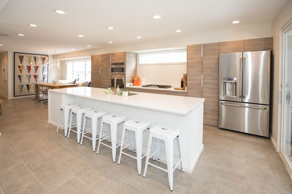 Open plan European design kitchen with large island