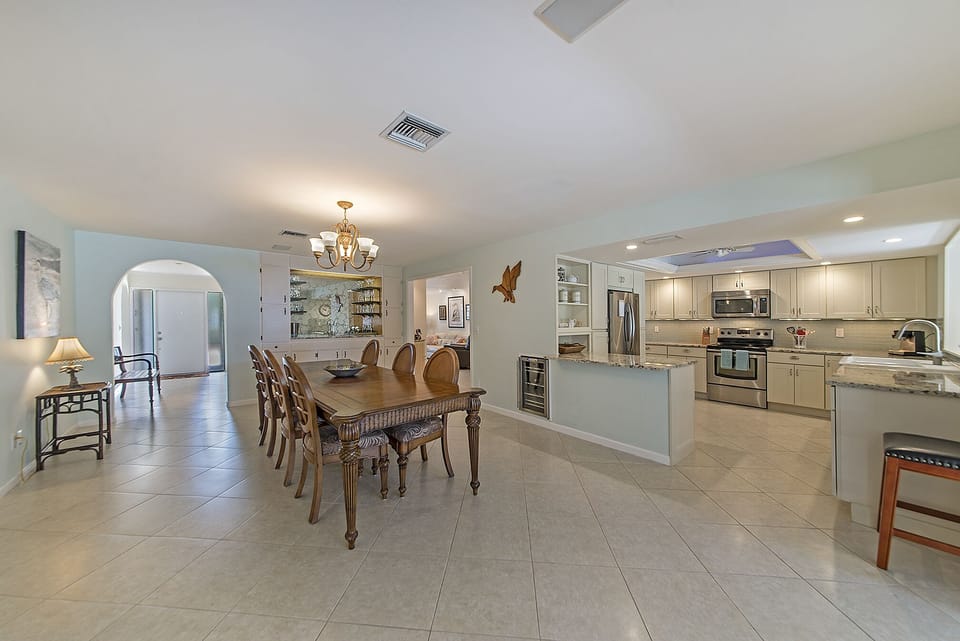 Dining room and kitchen