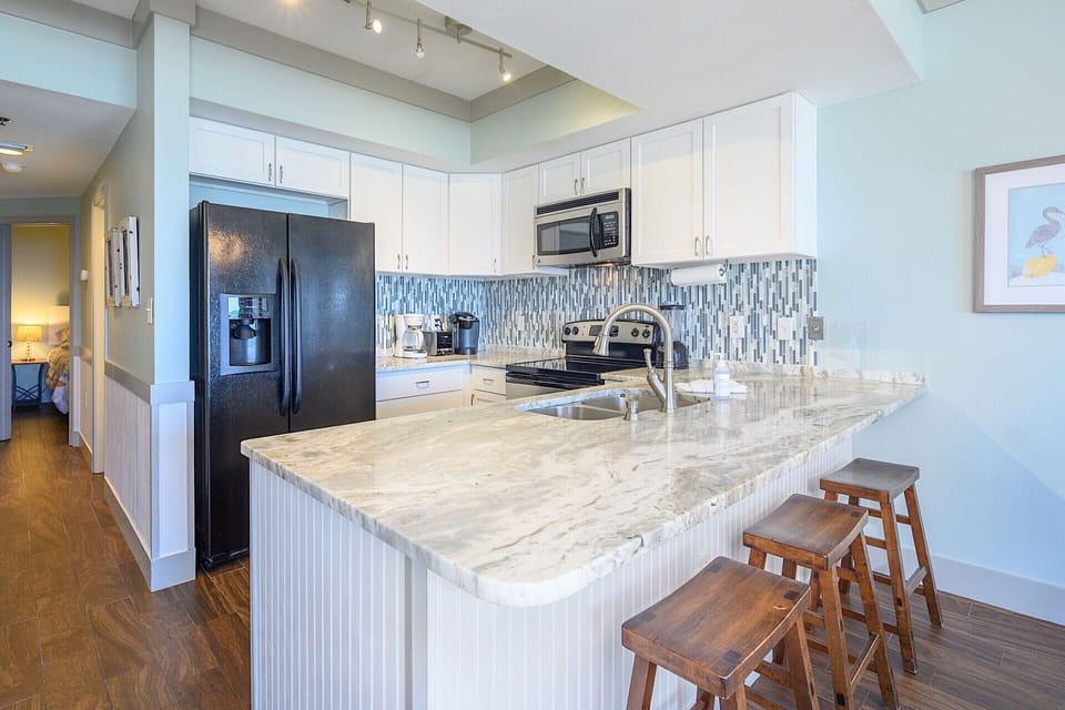 Incredible kitchen.  Enjoy cookery and and dining with the Gulf as a backdrop!