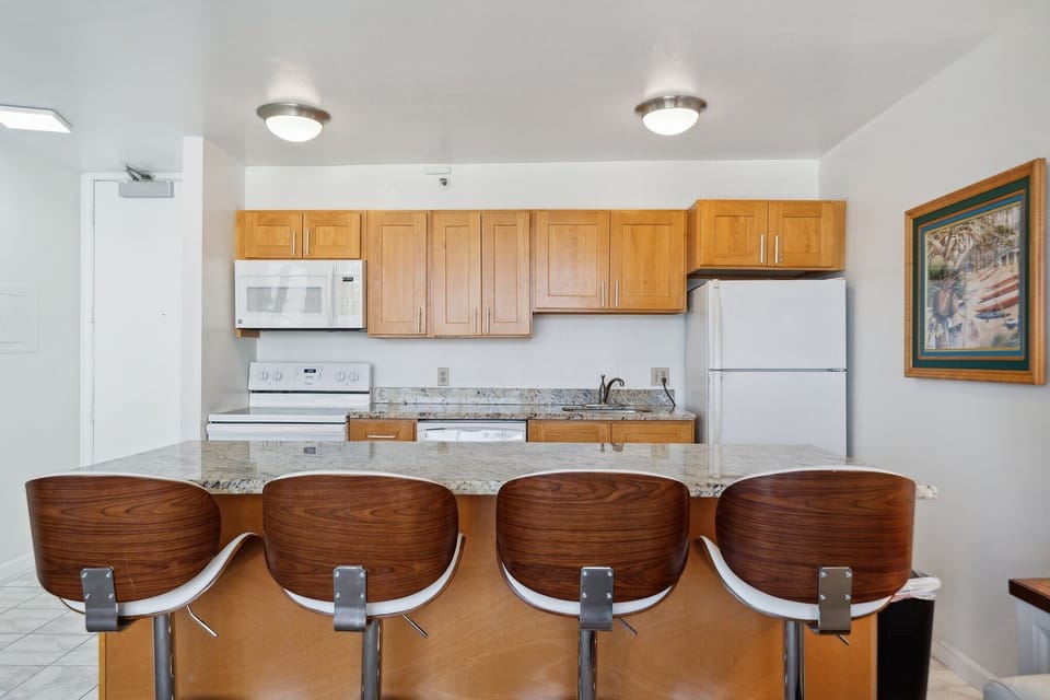 Indoors, Kitchen, Microwave, Refrigerator, Hardwood