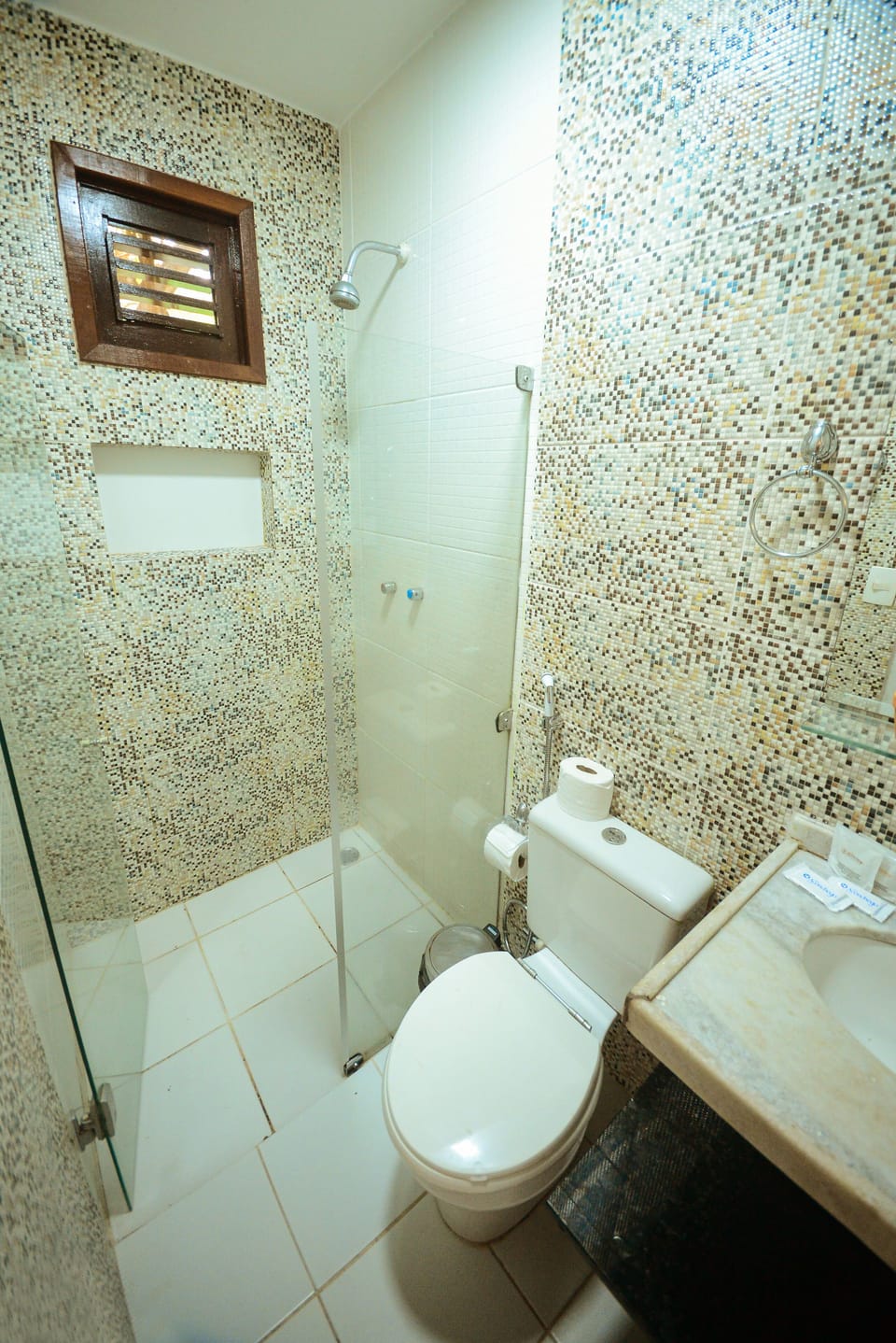Apartamento Standard Duplo/Casal | Bathroom | Shower, free toiletries, hair dryer, towels