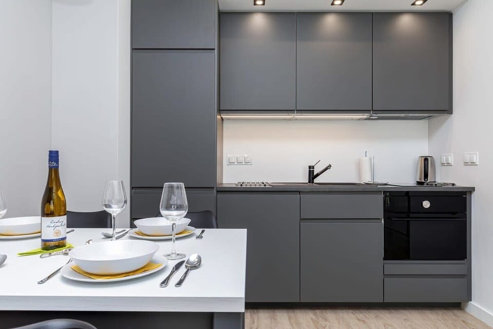 Kitchenette with dining table. 