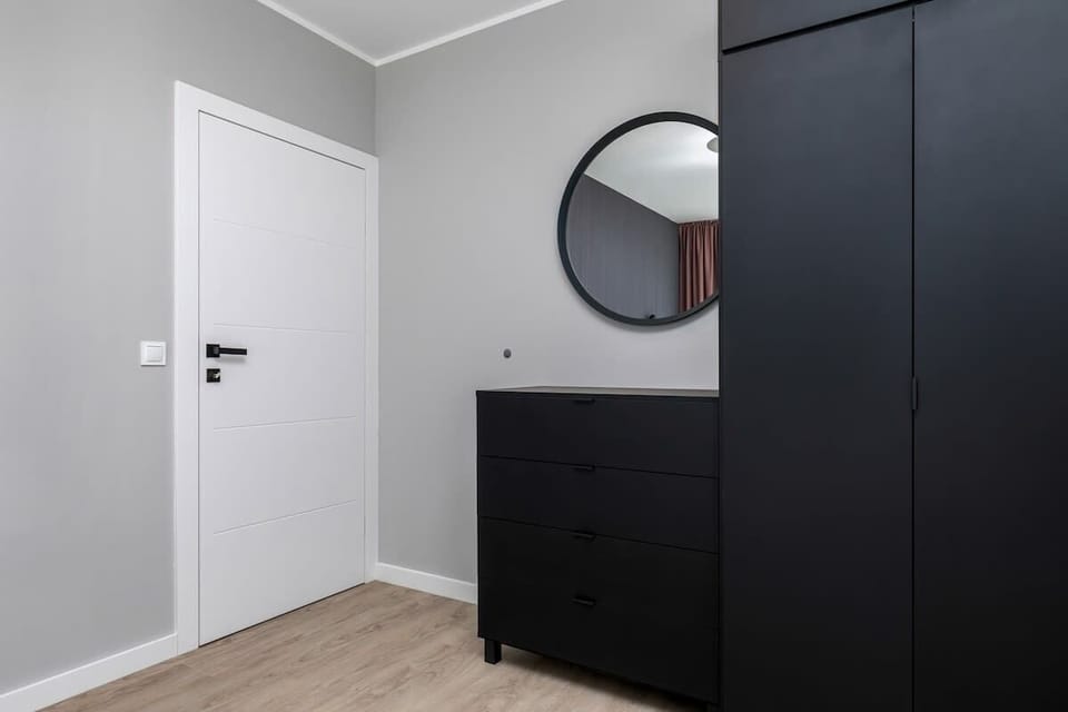 The bedroom is a perfect retreat after a busy day in the city.