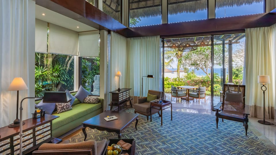 Villa, 1 Bedroom, Private Pool, Partial Ocean View | Living room | 42-inch LCD TV with satellite channels, TV, DVD player
