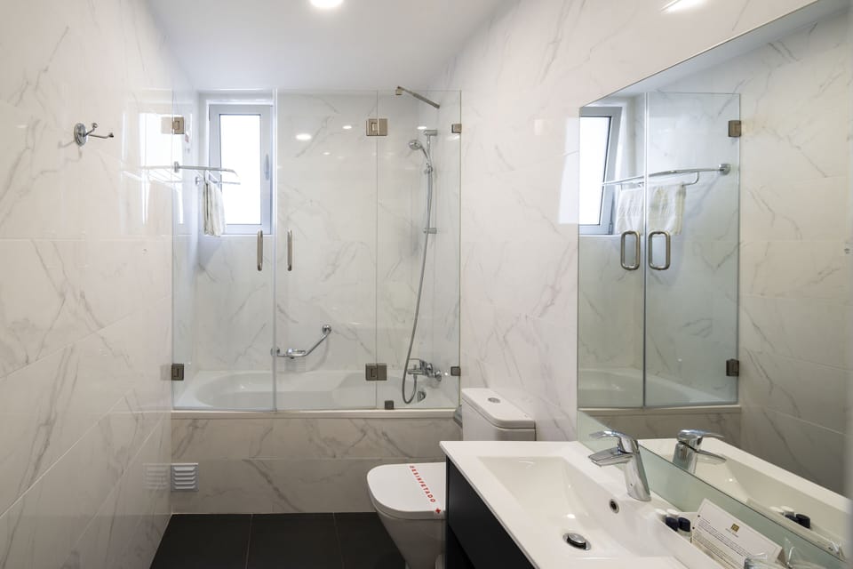 Free toiletries, hair dryer, bidet, towels