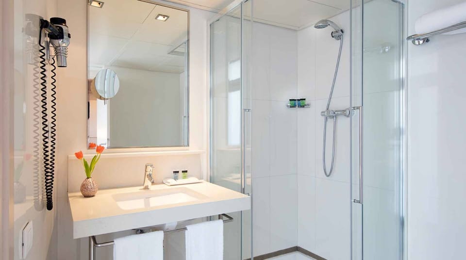 Free toiletries, hair dryer, towels