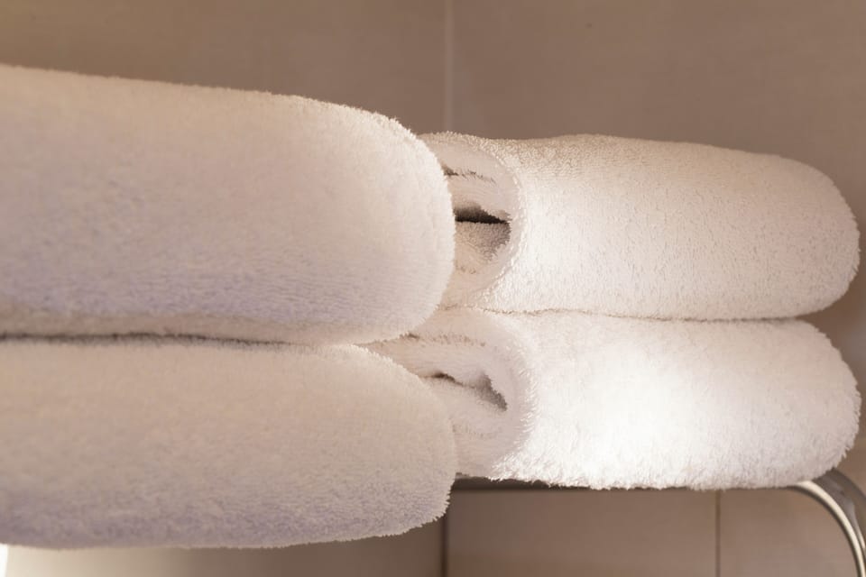 Combined shower/tub, designer toiletries, hair dryer, bidet