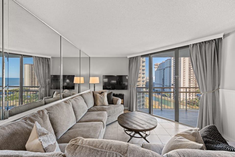 Perfect room for friends and family to gather around for movie night.