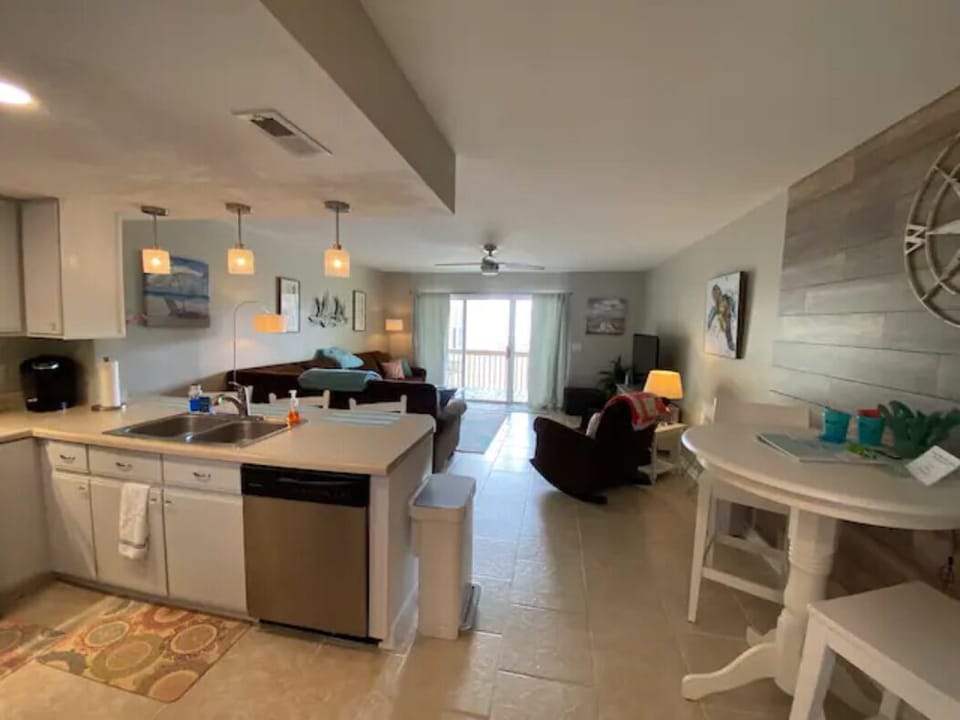 Newly renovated! Removed upper cabinets for better view from kitchen! 